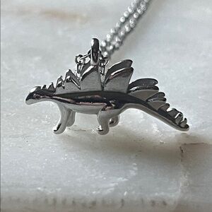 Silver Dinosaur Pendant Necklace 925 chain